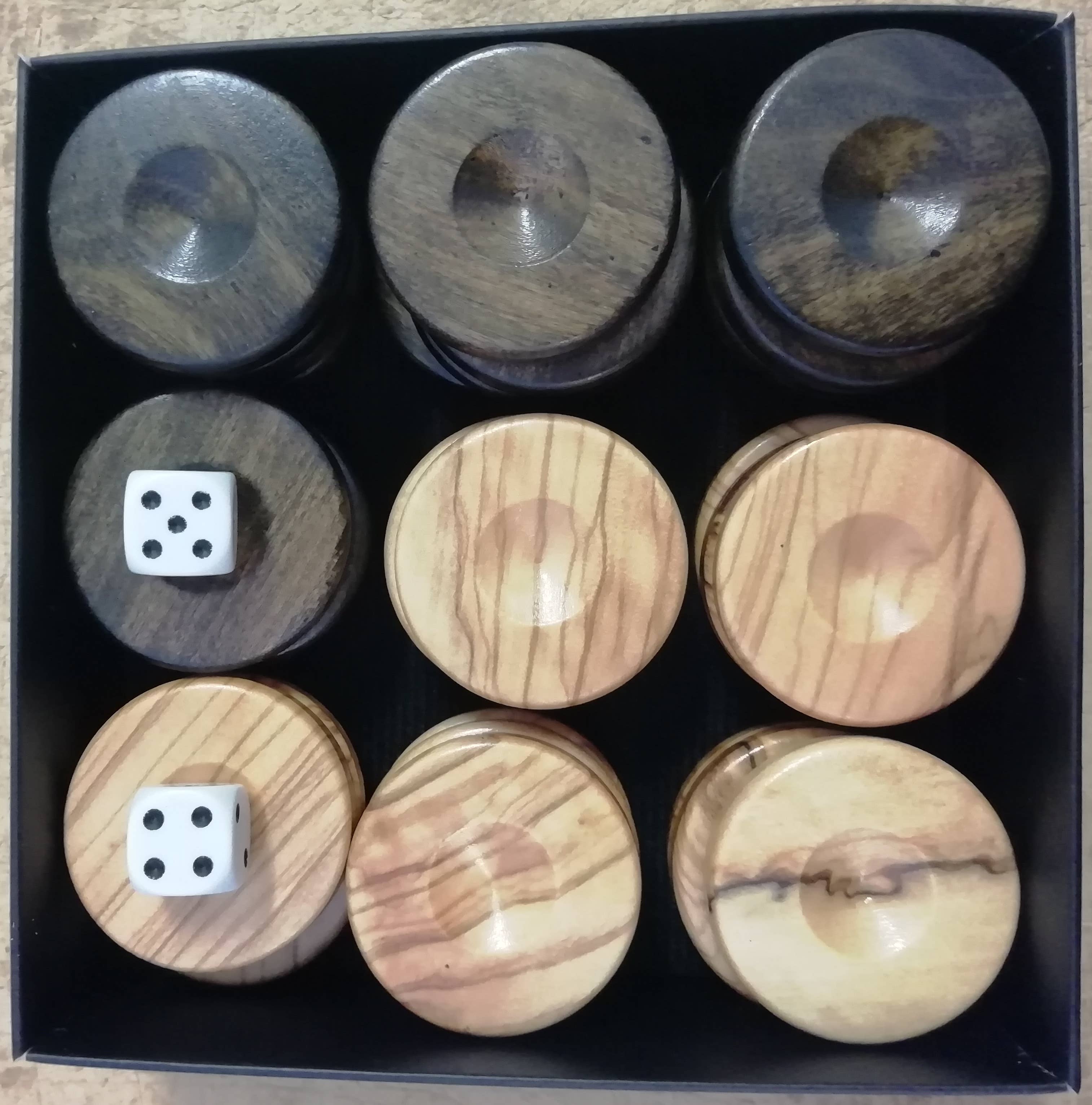 Olive Wood Backgammon Set, Handmade   Large Size with Slots