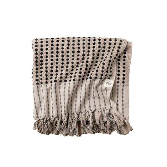 Chickpea Bath Towel in Clay/Black