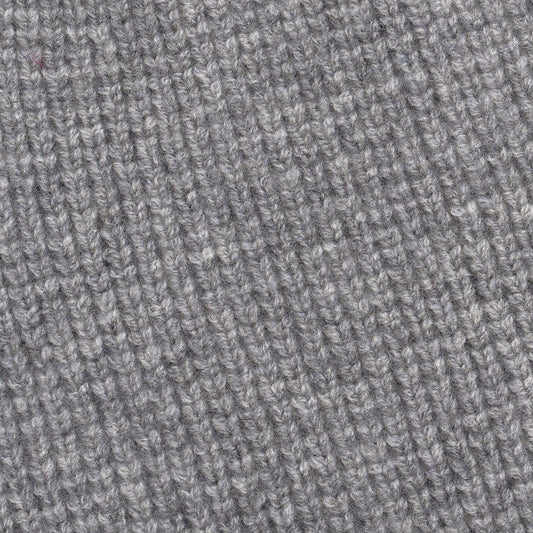 Wool–Cashmere Waffle Beanie in Grey Heather