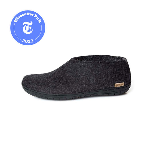 Glerups Wool Shoe Slipper, Rubber Black Sole