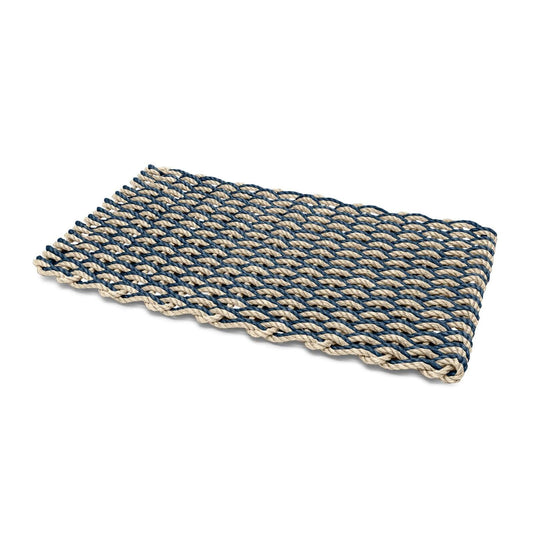 Lobster Rope Outdoor Doormat in Navy & Light Tan