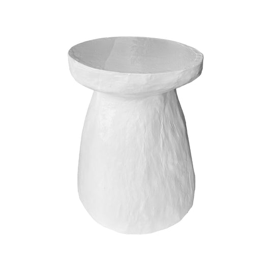 Mushroom Papier-mâché Side Table in White