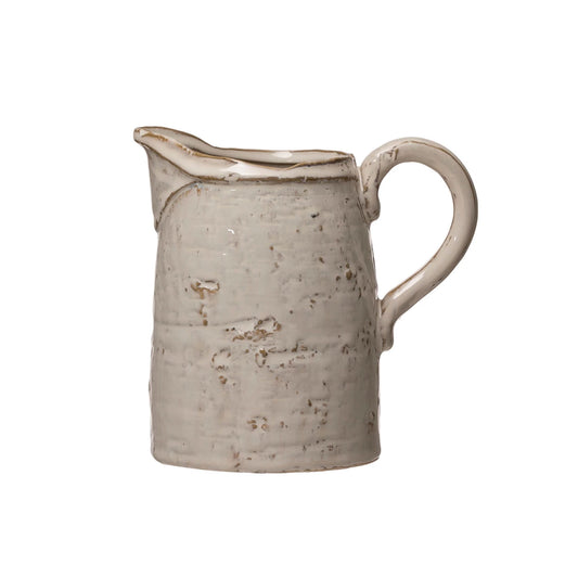 Stoneware Pitcher with White Reactive Glaze