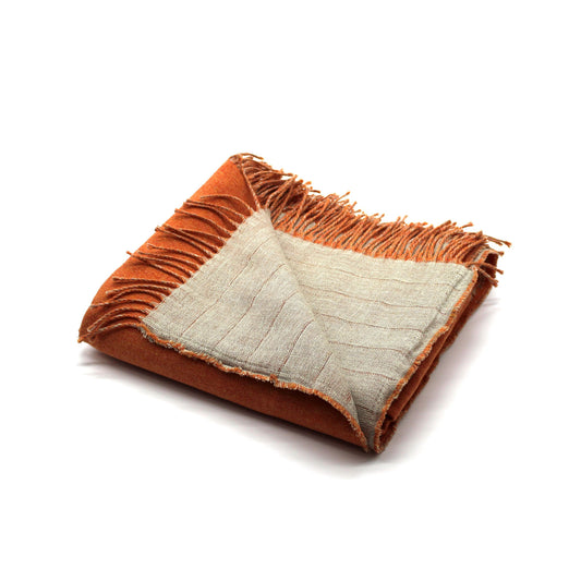 Linen/Merino Wool Reversible Throw in Orange