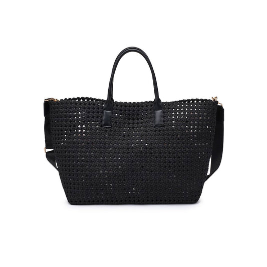 Large Hand Woven Knot Tote in Black