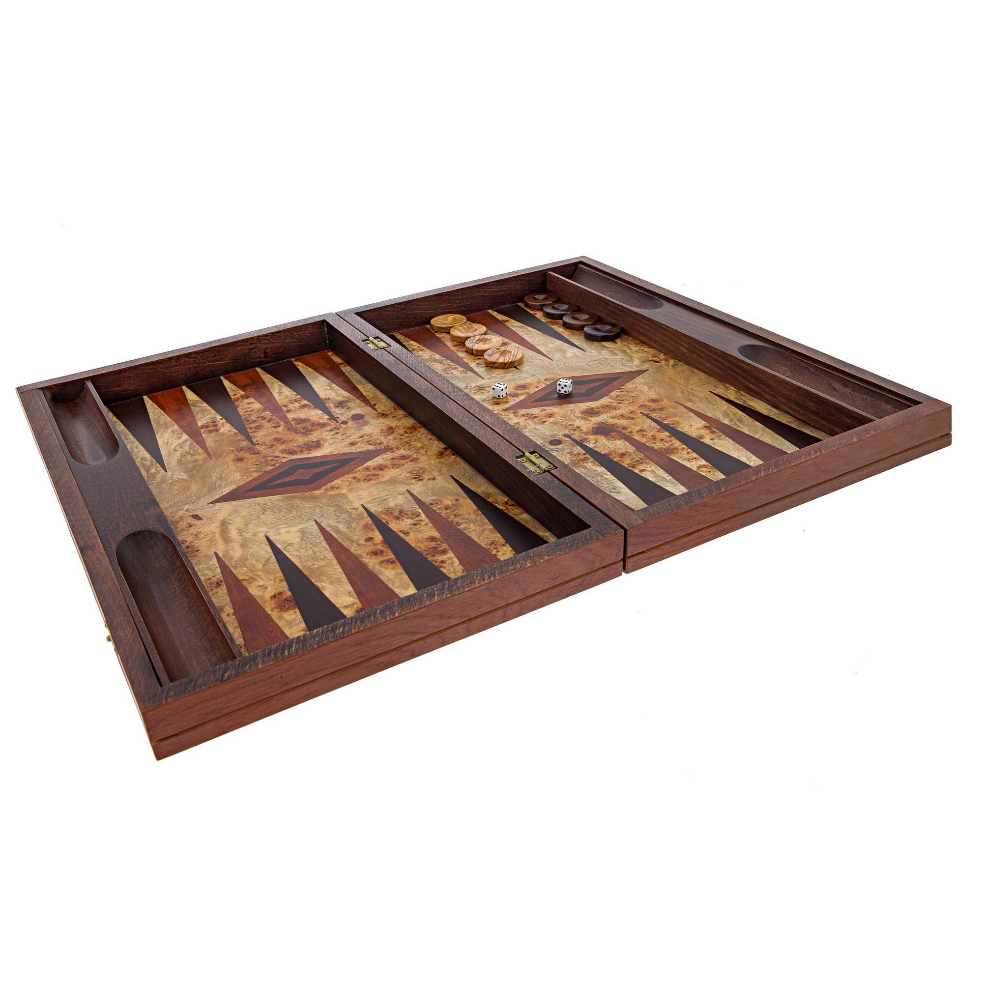 Olive Wood Backgammon Set, Handmade   Large Size with Slots