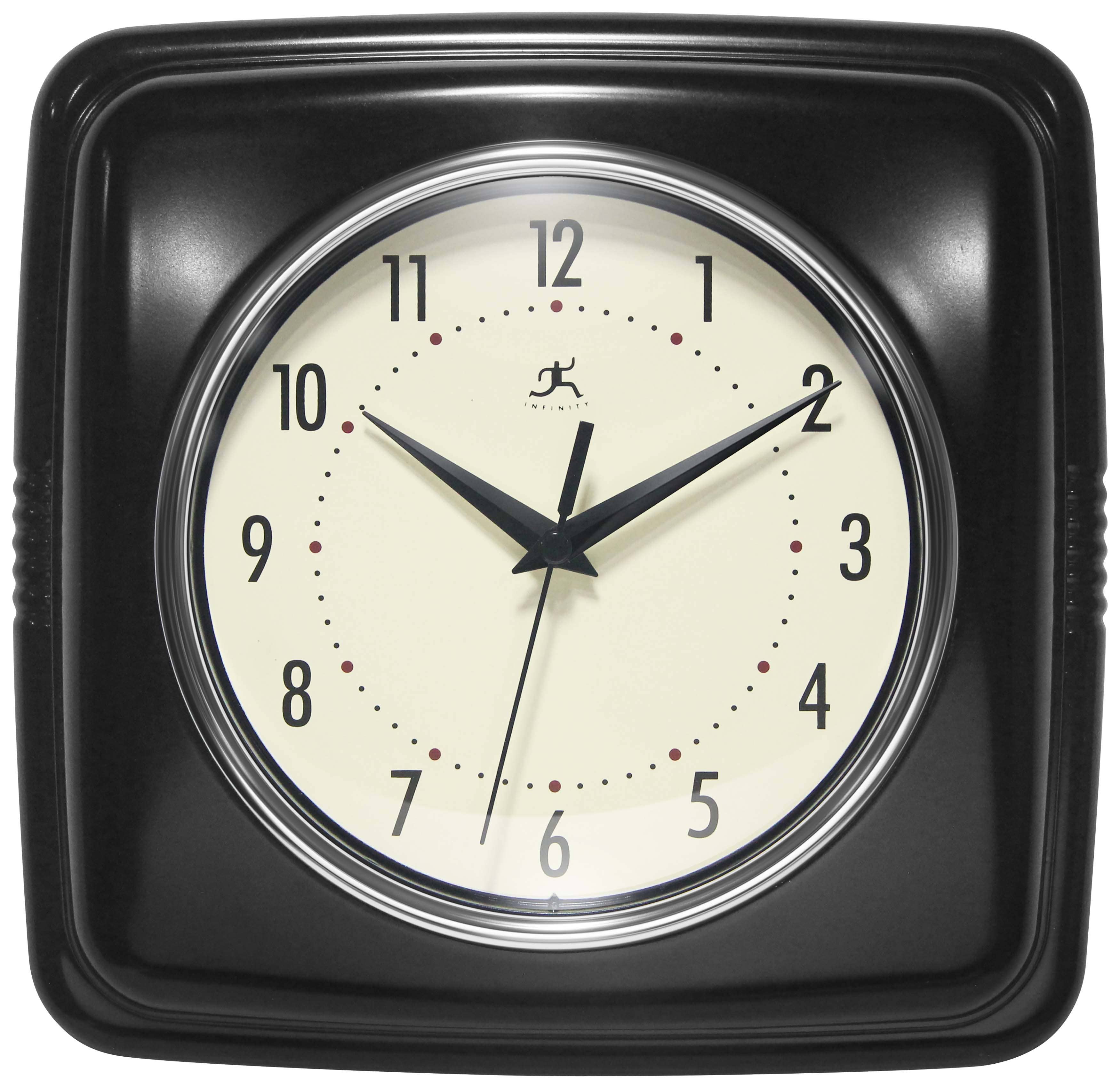 Retro Square Black Indoor Wall Clock 9.25"