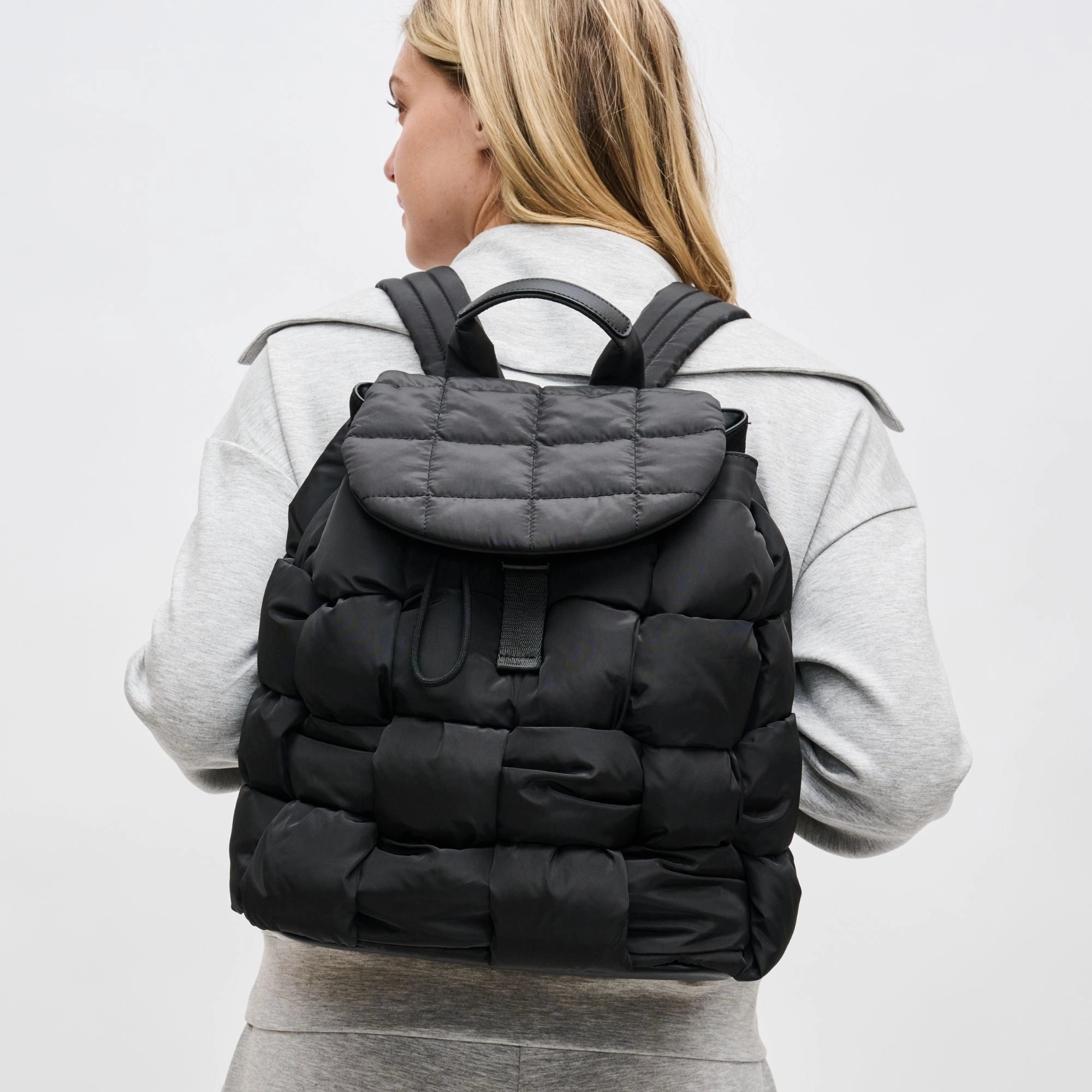 Woven Nylon Backpack in Black
