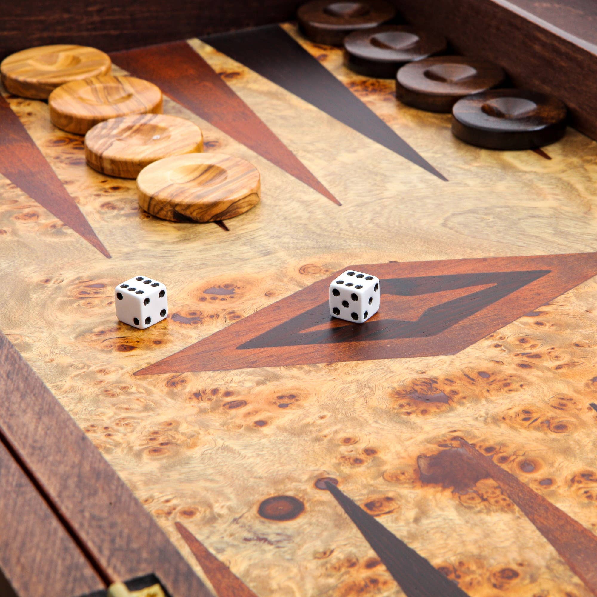 Olive Wood Backgammon Set, Handmade   Large Size with Slots