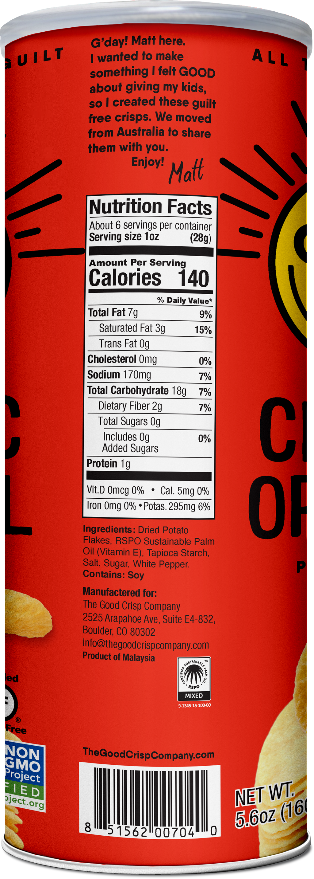 The Good Crisp Company Classic Original Chips (Case of 8)