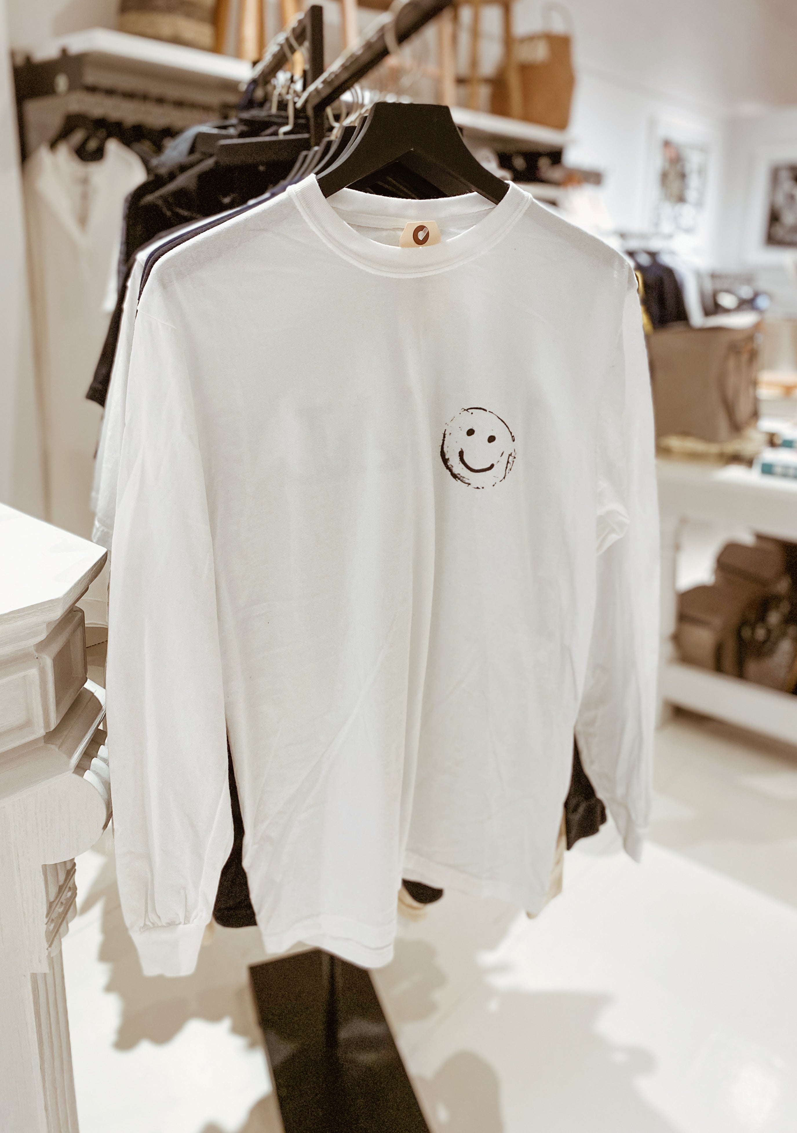 Modern General® Artwear Local / Smiley Long Sleeve T-Shirt in White