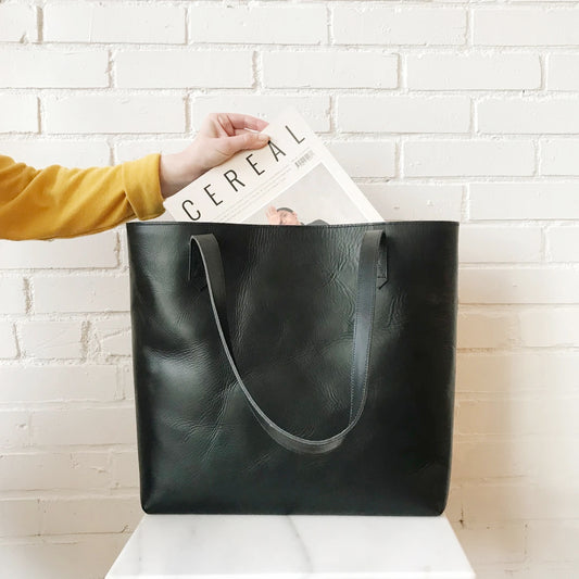 The Black Bag Tote in Full Grain Leather