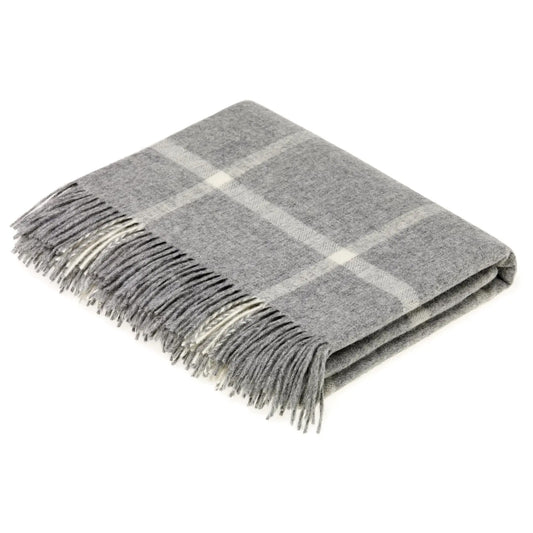 Grey Windowpane Merino Lambswool Throw